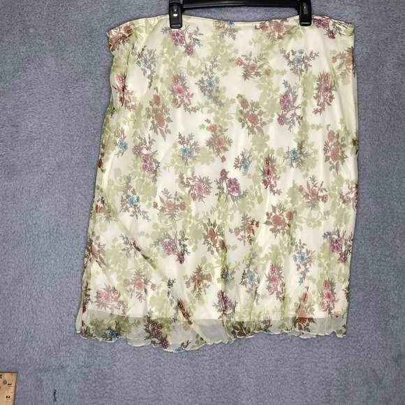 Tabloid womens 3x mini skirt green floral fairy whimsical garden y2k colorful - Picture 5 of 8